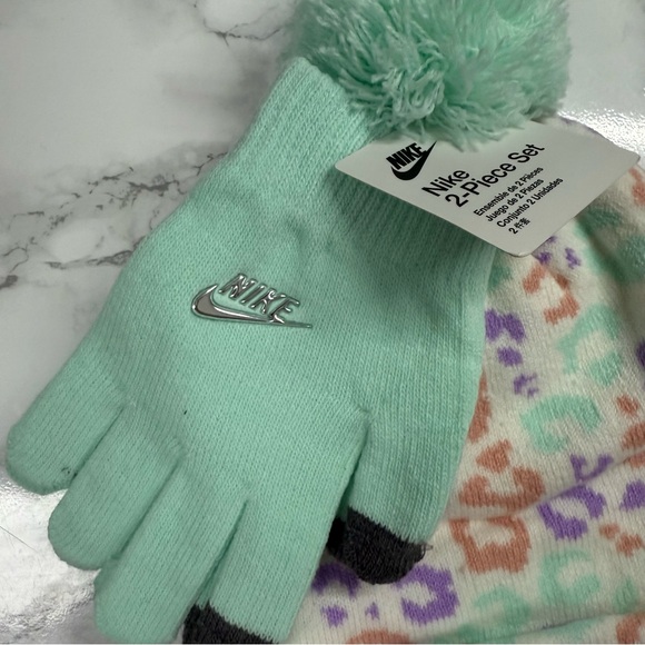 Nike Girl Mint Foam Beanie and Glove Set - Picture 6 of 8